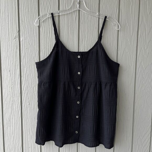 Jason Wu XL Black Tank Top Gold Buttons Front Adjustable Straps - Picture 9 of 11